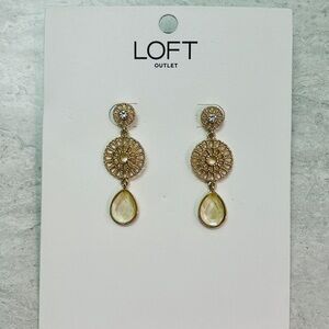 LOFT Elegant Gold and Cream Dangle Earrings